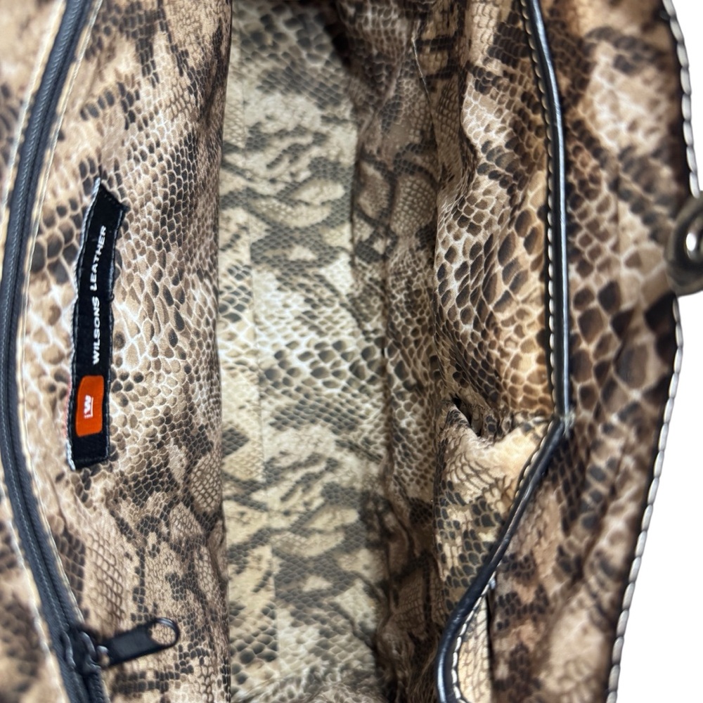 Wilsons Leather Black Croc-Embossed Tote Bag with Snake Print Accents - Picture 3 of 16
